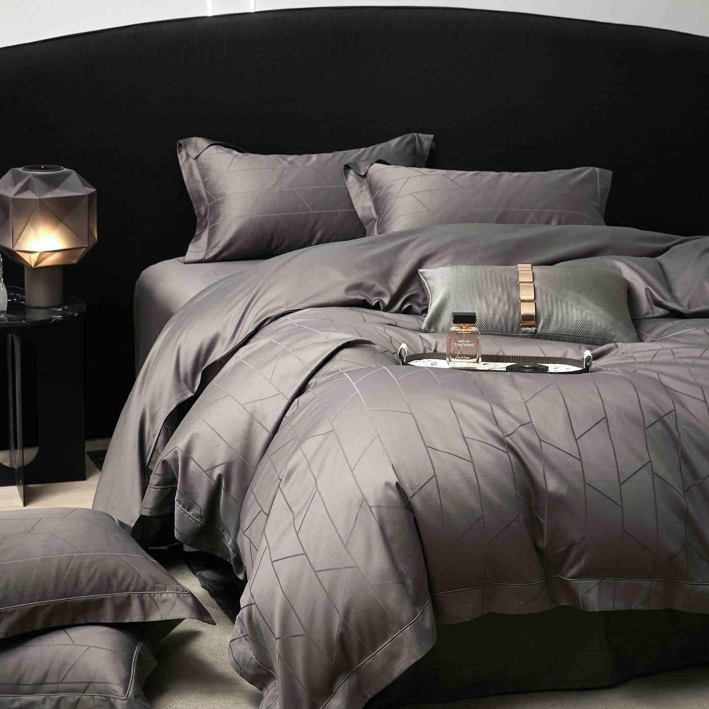 Jacquard Cotton Fitted Sheet & Duvet Cover Set