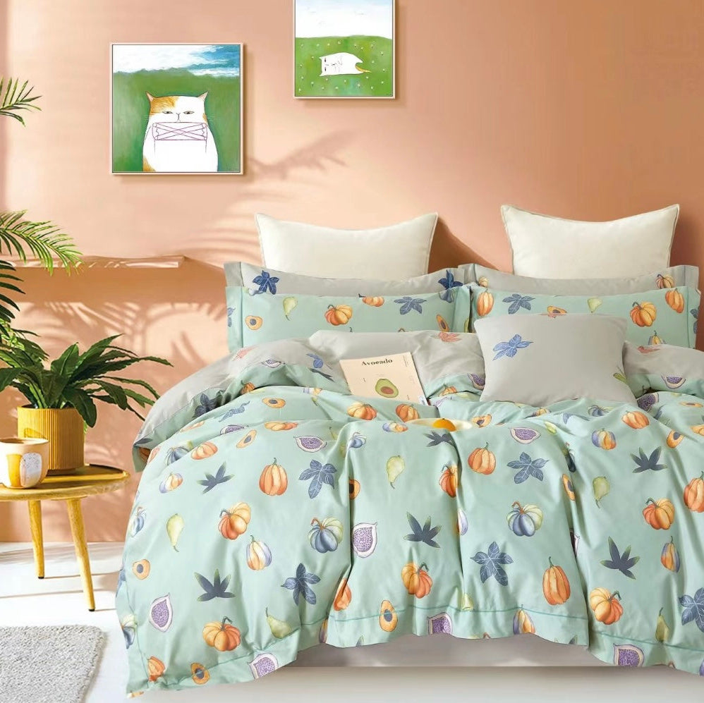 Percale Cotton Bedsheet & Duvet Cover Set